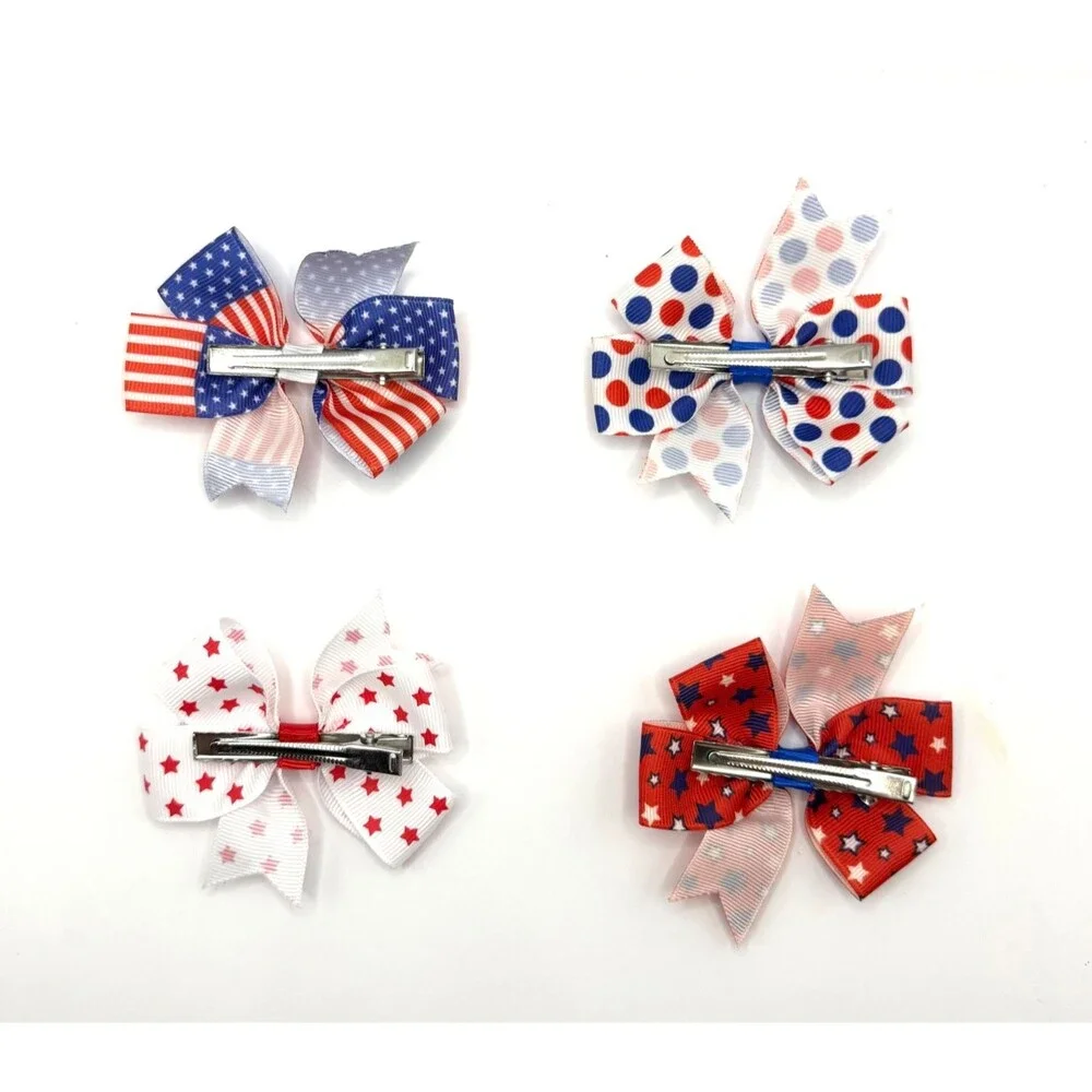 🇺🇸 America 250 Celebration USA Themed Hair Bow Set Patriotic 4th Of July NEW